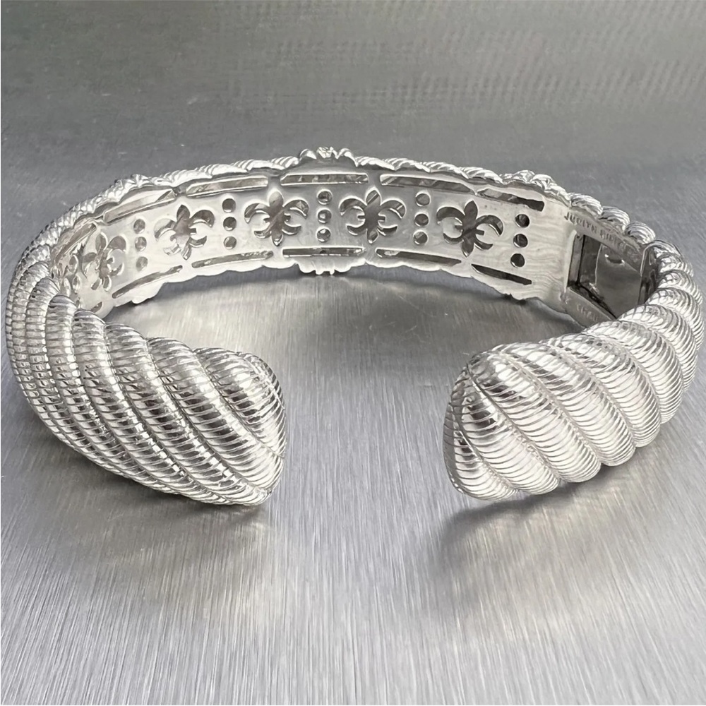 Judith Ripka Solid Sterling Silver Hinged Bangle - image 4